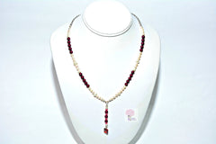 Modern Vintage Red and White Pearl Princess Necklace