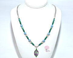 Modern Vintage Green and Blue Fluorite Matinee Necklace