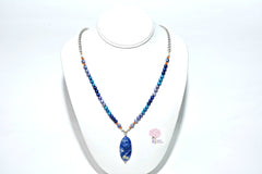 Modern Vintage Blue Agate Matinee Necklace